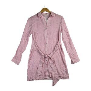 New Copper Key Striped Tie Waist Button Down Dress size‎ Small Red/White